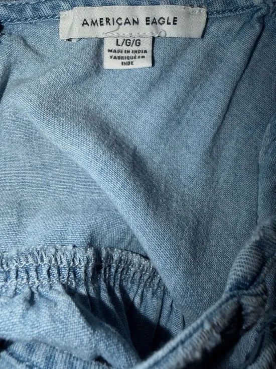 American Eagle Outfitters Light Blue Denim Spaghetti Strap Mini Dress - Picture 7 of 8